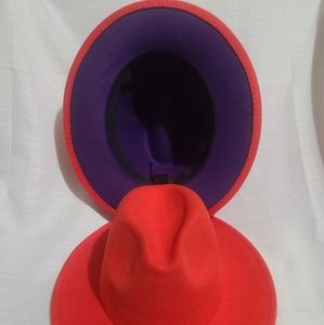 Stylish Orange and purple felt fedora hat unisex